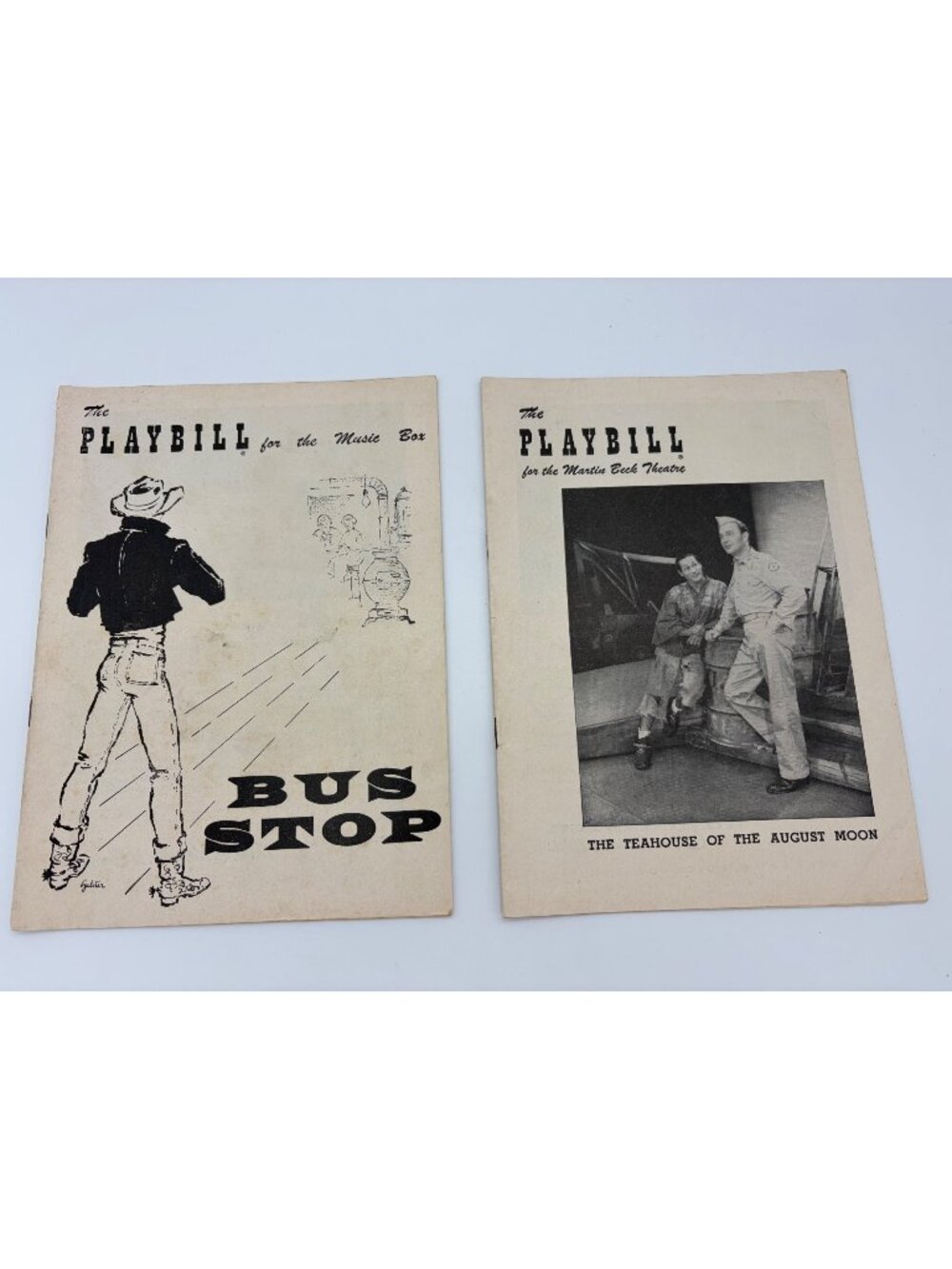1955 Bus Stop & Teahouse August Moon Playbills Pair Kim Stanley Wallach Broadway